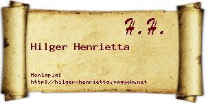 Hilger Henrietta névjegykártya